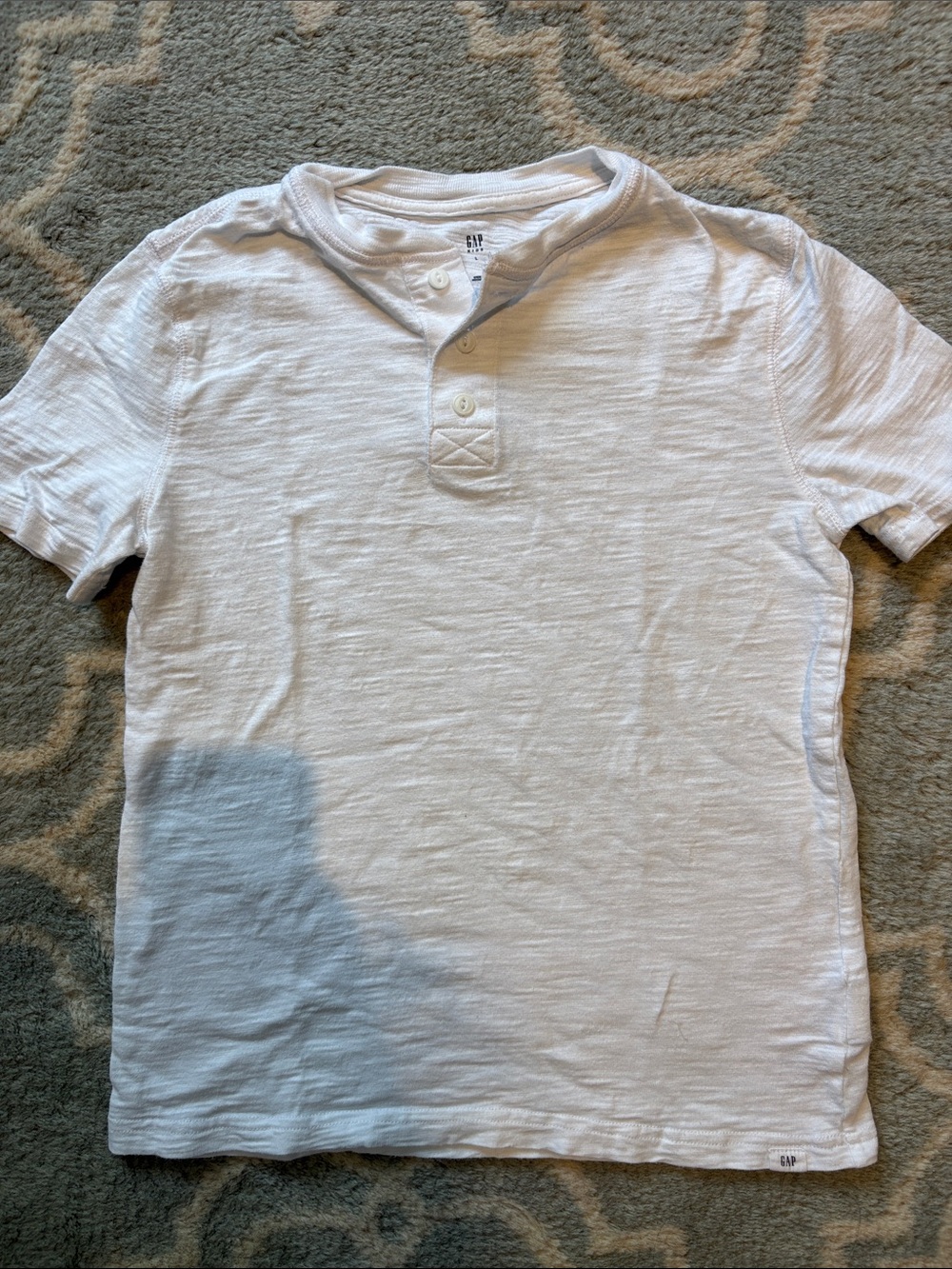 GAP Boys White Short-Sleeve Henley Polo. Size L